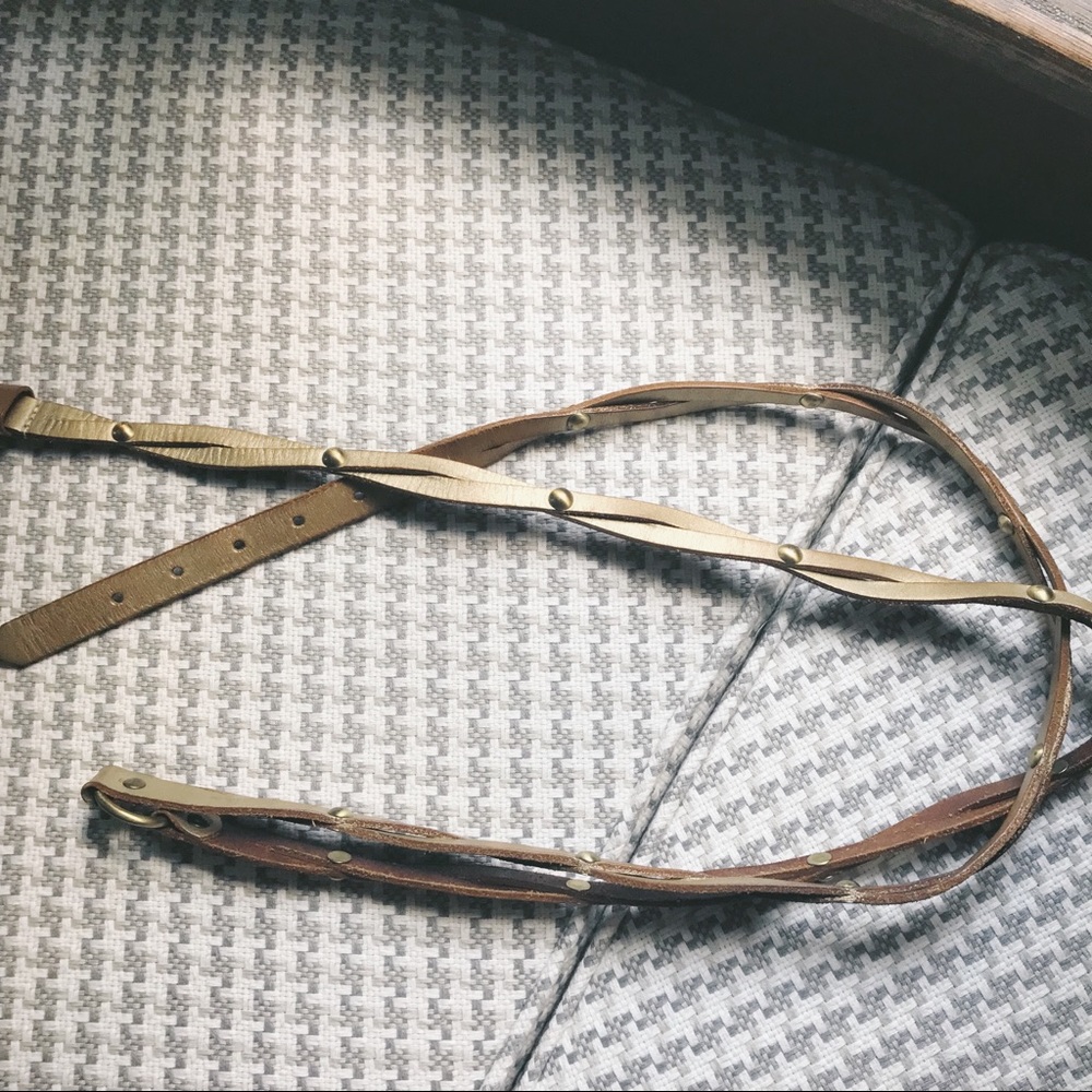 Gold double-wrap leather belt